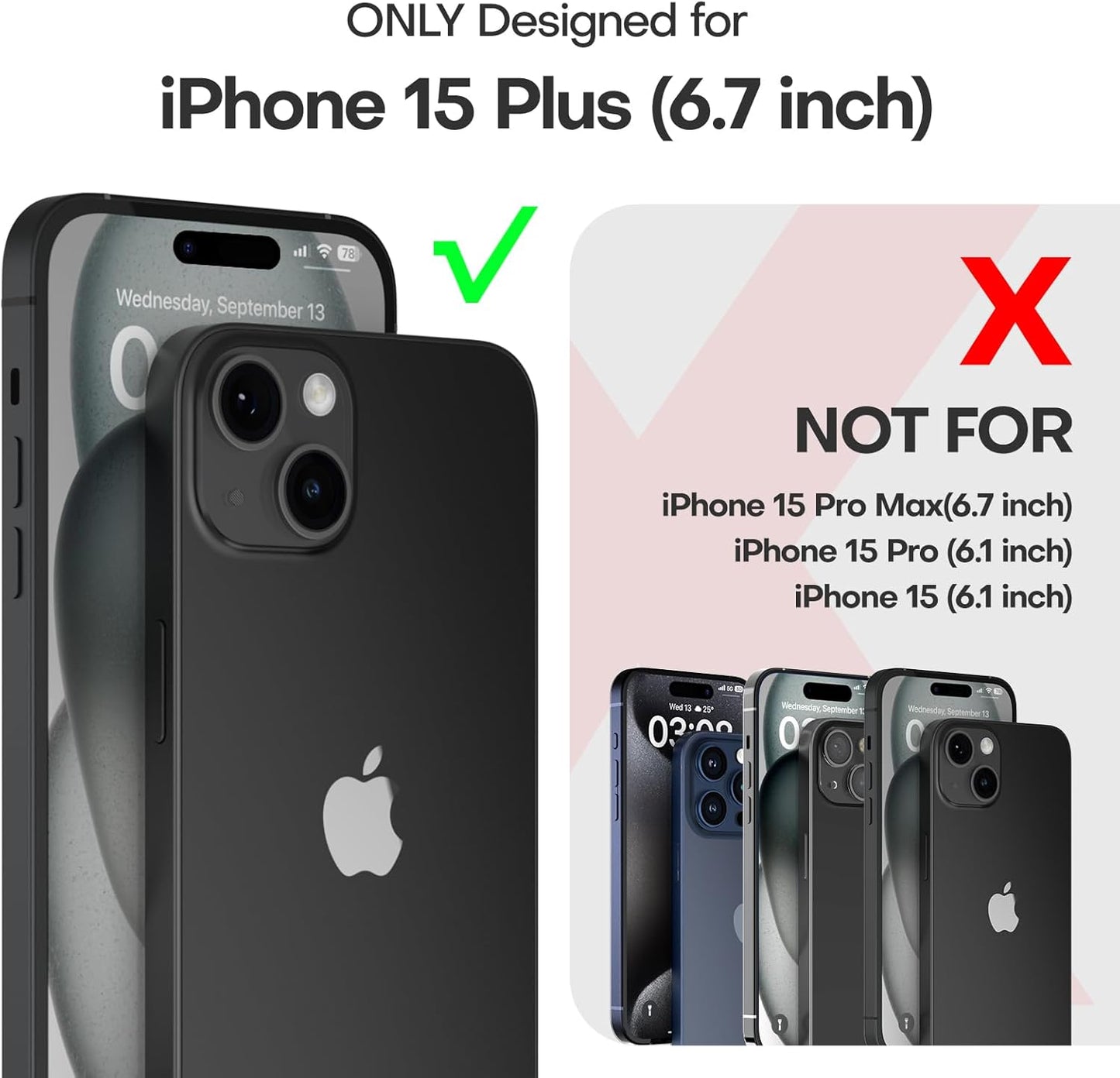 Eligo for iPhone 15 Plus Case, Compatible with MagSafe, with Magnetic Invisible Stand,【Shockproof Military-Grade Protection】Soft Silicone Phone Cover with Kickstand for Apple 15 Plus (Black)