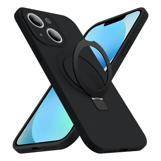 Eligo for iPhone 13 Case, Compatible with MagSafe, with Magnetic Invisible Stand,【Shockproof Military-Grade Protection】Soft Silicone Phone Cover with Kickstand for Apple 13 (Black)
