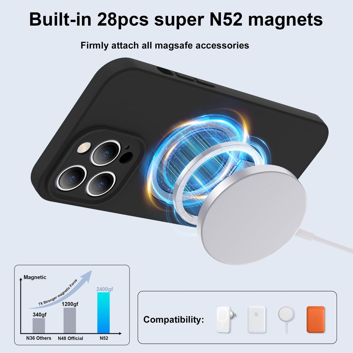 Eligo for iPhone 13 Pro Case, Compatible with MagSafe, with Magnetic Invisible Stand,【Shockproof Military-Grade Protection】Soft Silicone Phone Cover with Kickstand for Apple 13 Pro (Black)